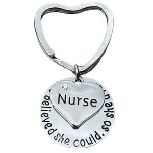 Nurse Heart Keychain, She Believed She Could So She Did Nurse Gift